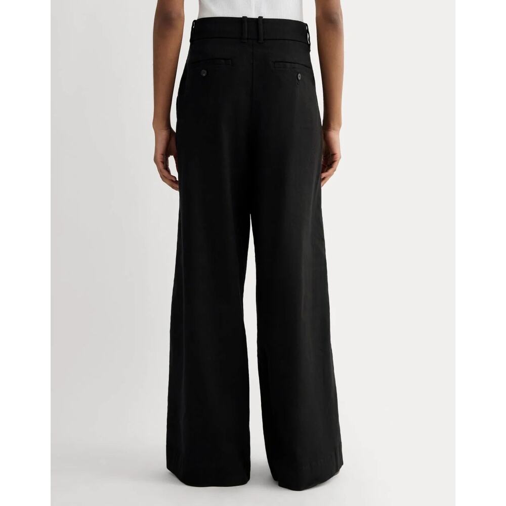 NWT Everlane The Wide-Leg High-Rise Trouser Pant In Stretch Linen Black Size 12 - Picture 2 of 11